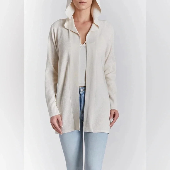 NWT Oat New York Women’s Long Sleeve Hooded Cardigan in Natural Cream - Picture 1 of 7